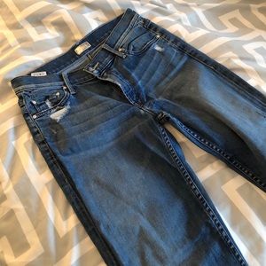 Mother lightly distressed cropped “dropout” jeans!